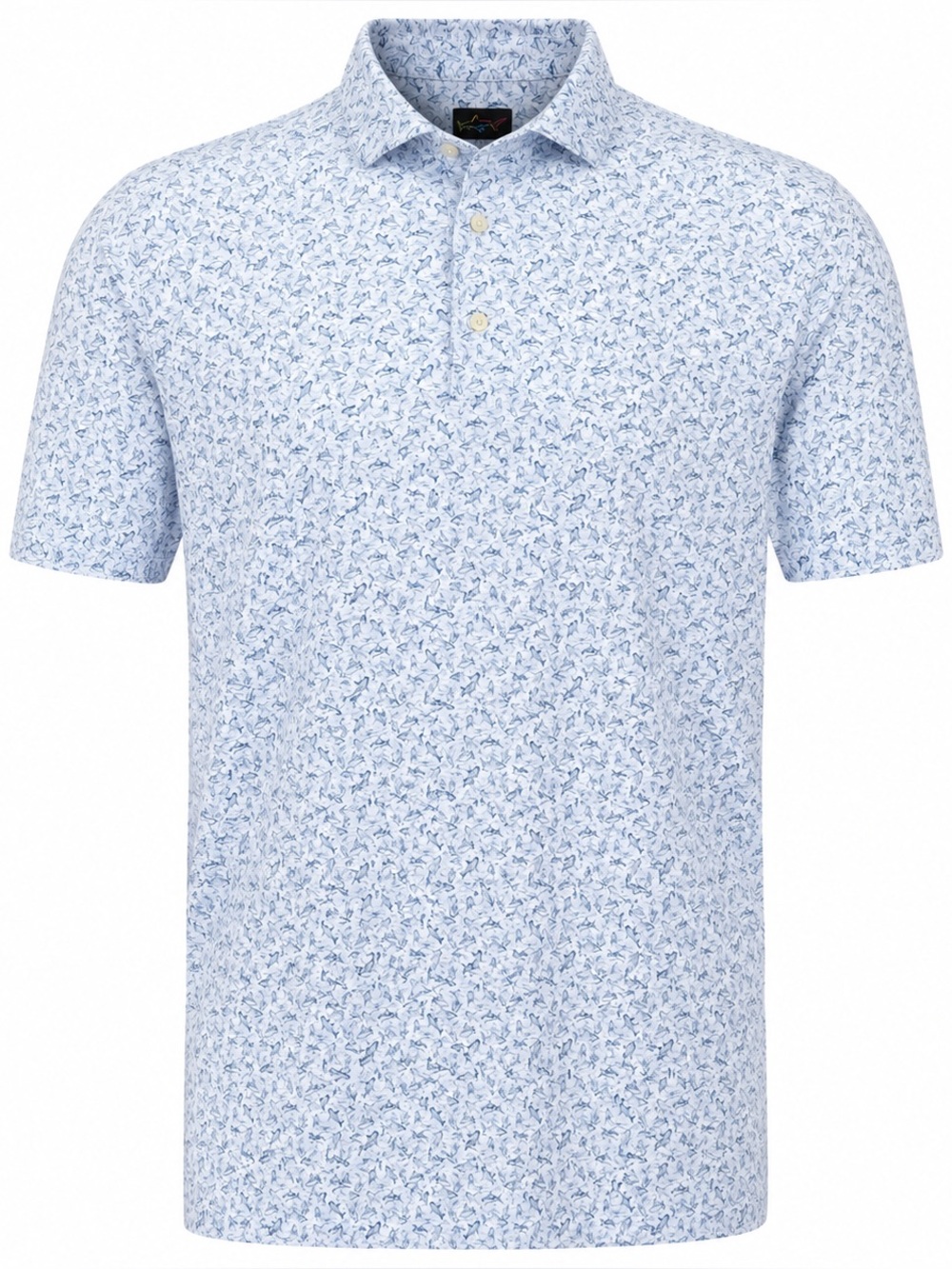 Greg Norman ML75 Play Dry Shark Print Polo Shirt XL Tall Blue White Golf Shirt